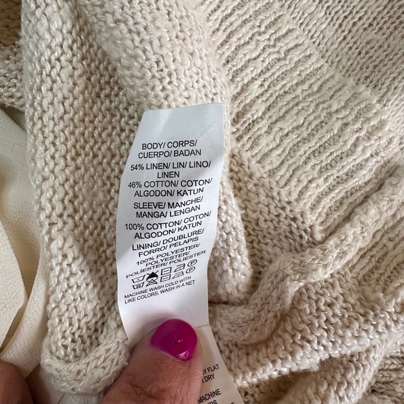 Lucky Brand Ivory Crochet Lace Sleeve Knit Top Layered Shirt Women's L - Picture 7 of 9